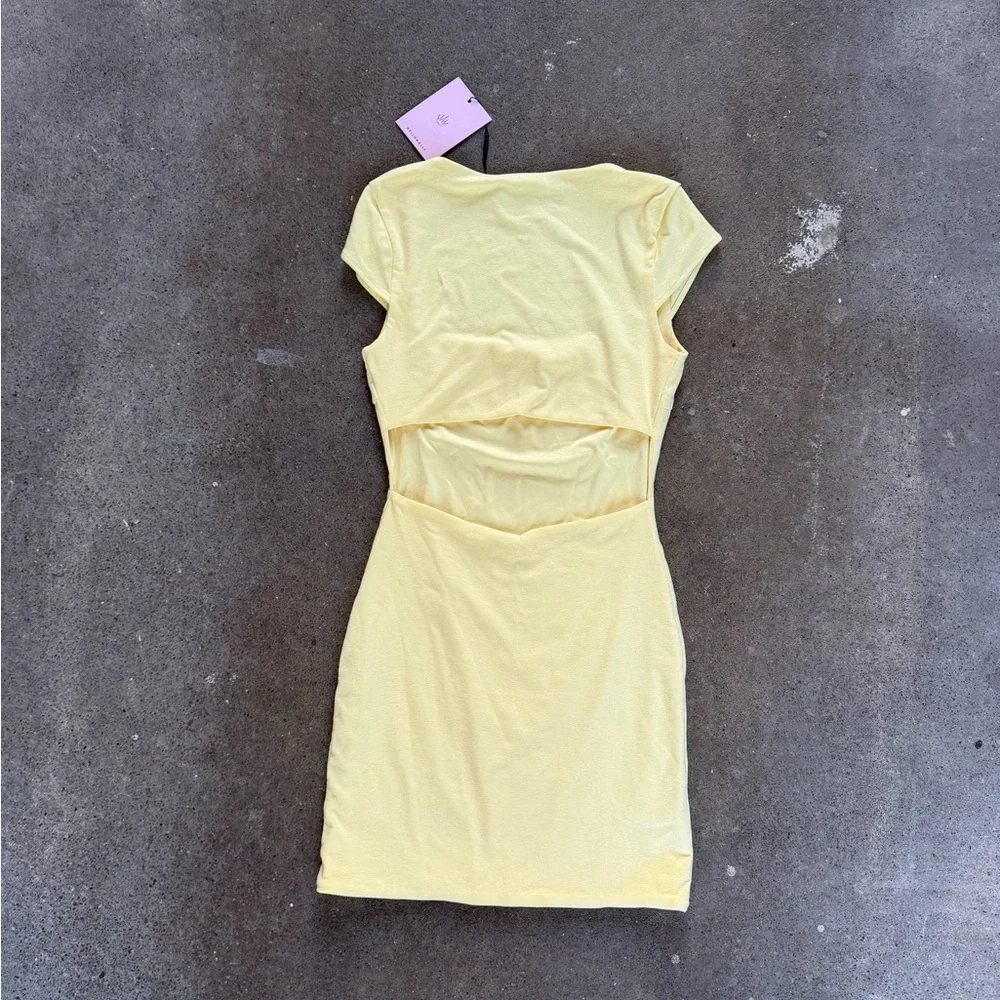 Hello Molly Pale Yellow Square Neck Mini Dress - Picture 4 of 8